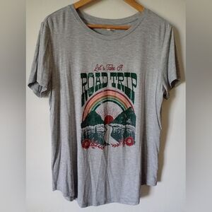 Gray "Let's Take A Road Trip" Rayon Blend Top Size L